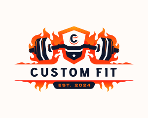 Fitness Gym Barbell logo design