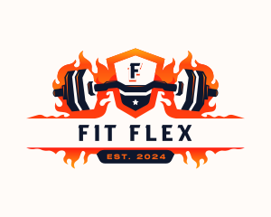 Fitness Gym Barbell logo design