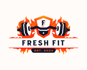 Fitness Gym Barbell logo design