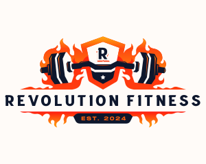 Fitness Gym Barbell logo design