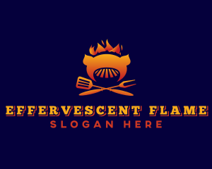 Flaming Pork Barbecue logo design