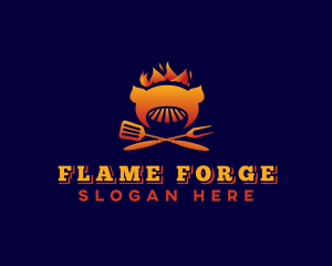 Flaming Pork Barbecue logo design