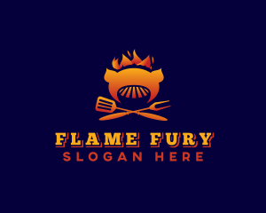 Flaming Pork Barbecue logo design