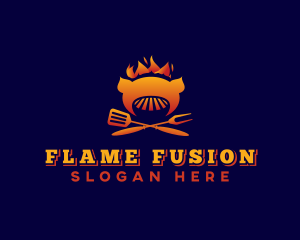 Flaming Pork Barbecue logo design