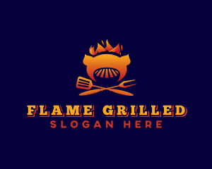 Flaming Pork Barbecue logo design