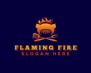 Flaming Pork Barbecue logo design