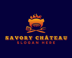 Flaming Pork Barbecue logo design