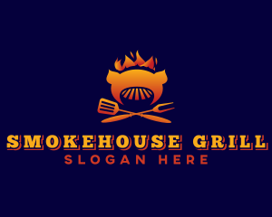 Flaming Pork Barbecue logo design
