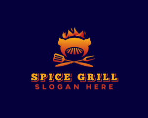 Flaming Pork Barbecue logo design