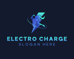 Woman Lightning Energy logo design