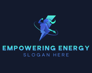 Woman Lightning Energy logo design