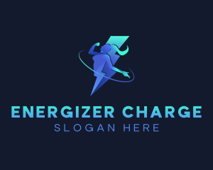 Woman Lightning Energy logo design