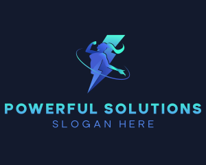 Woman Lightning Energy logo design