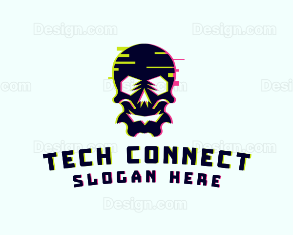 Glitch Gamer Skull Logo