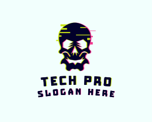 Glitch Gamer Skull logo