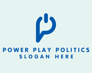 Letter P Power Button logo design