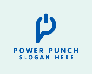 Letter P Power Button logo design