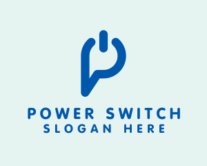 Letter P Power Button logo