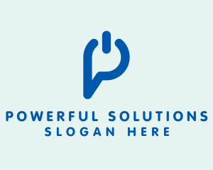 Letter P Power Button logo design