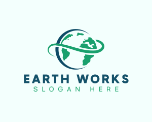 Earth Orbit Globe logo design