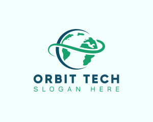 Earth Orbit Globe logo design