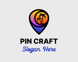 Sunset Beach Location Pin logo design