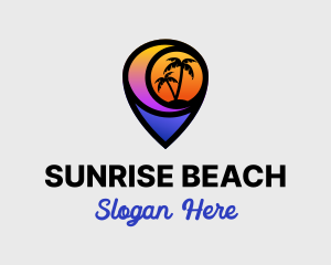 Sunset Beach Location Pin logo design