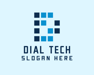 Pixelated Tech Letter D logo design