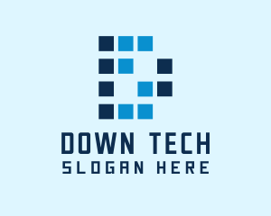 Pixelated Tech Letter D logo design