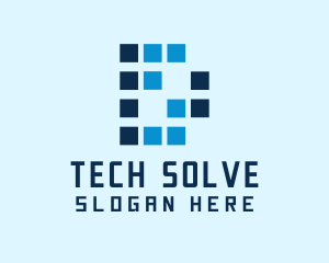 Pixelated Tech Letter D logo