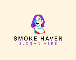 Cigarette Woman Smoking logo design