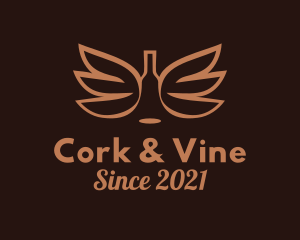 Wine Bottle Wings  logo design