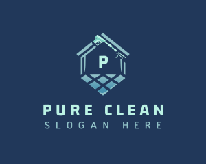 Pressure Washer House Cleaning logo design