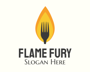 Fire Flame Fork  logo design