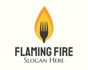 Fire Flame Fork  logo design