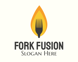 Fire Flame Fork  logo design