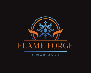 Snowflake HVAC Temperature logo design