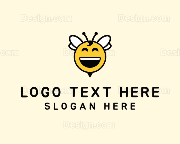 Happy Bee Insect Logo