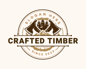 Woodcutting Axe Lumberjack logo design