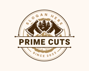 Woodcutting Axe Lumberjack logo design