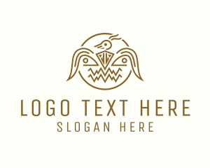 Golden Aztec Bird Badge logo design