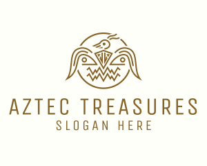Golden Aztec Bird Badge logo