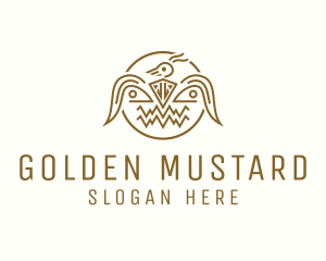 Golden Aztec Bird Badge logo design