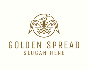 Golden Aztec Bird Badge logo design