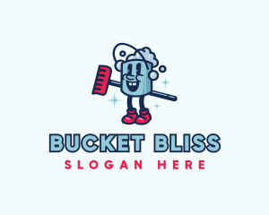 Cleaning Bucket Mop logo design