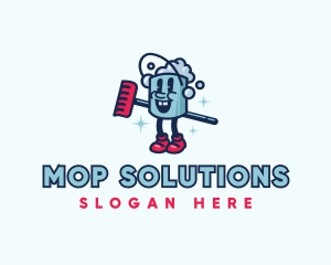 Cleaning Bucket Mop logo design