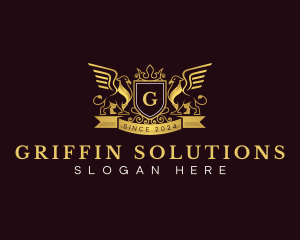 Crown Griffin Wings logo design