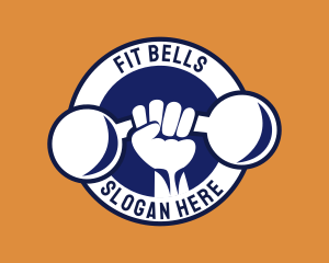 Dumbbell Fitness Badge logo design