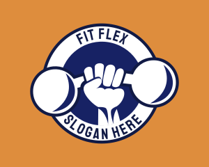 Dumbbell Fitness Badge logo design