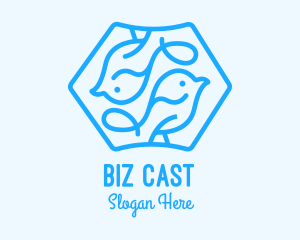 Blue Symmetrical Bird Logo